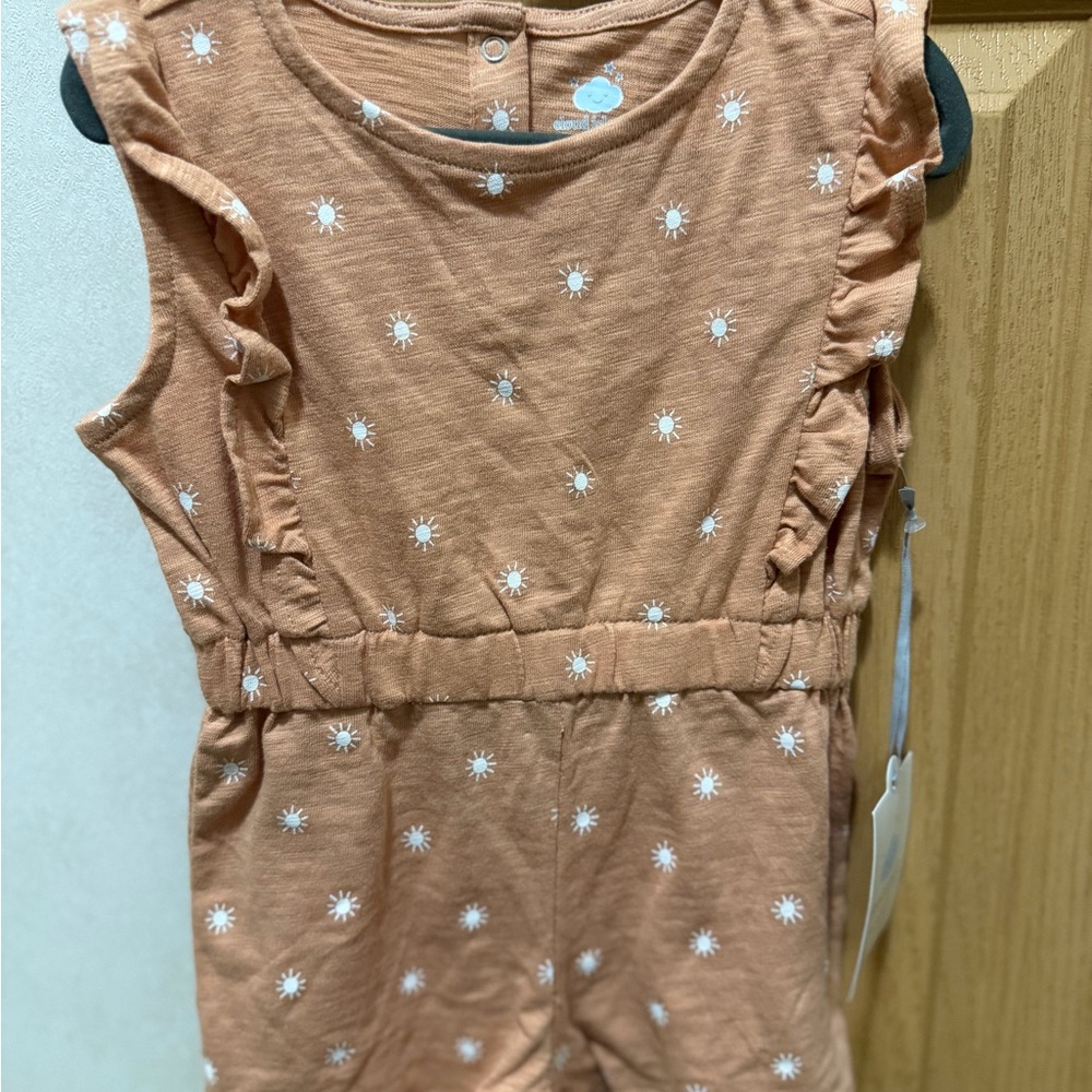 Target Tan Romper with White Floral Design